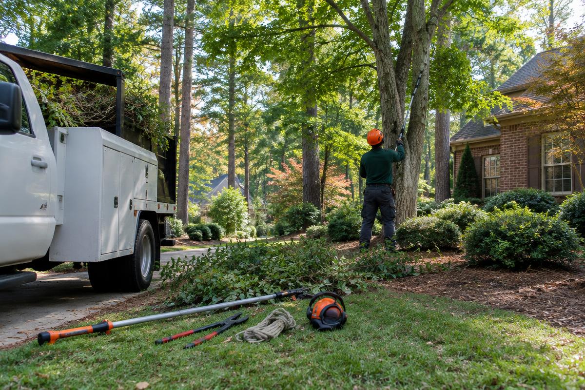 Tree care planned around an established Charlotte-area home and hardwood trees
